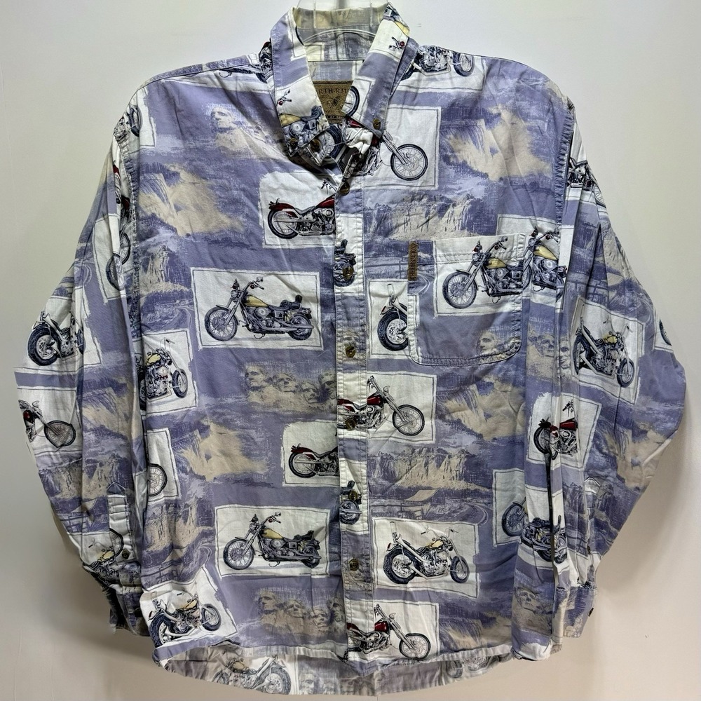 North River Outfitters‎ Button Down Shirt Motorcycles Long Sleeve Men's Large